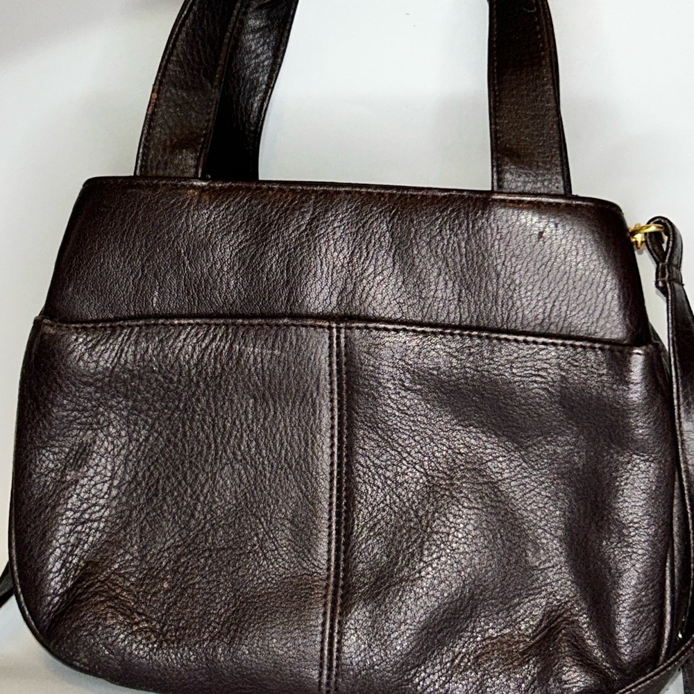 Pre loved chocolate brown Leather crossbody Bag - Picture 3 of 17